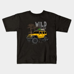 Wild Explorer Jeep - Adventure Yellow Jeep Wild Explore for Outdoor enthusiasts Kids T-Shirt